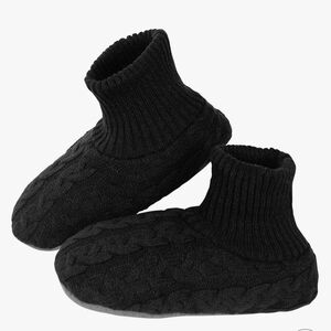 Men's Cozy Black Knit Slipper Socks